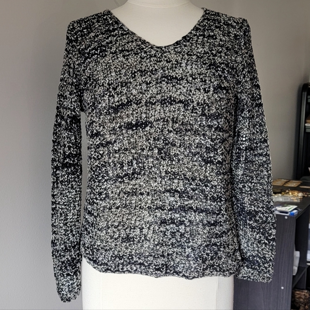 NIC+ZOE Black and Cream Textured Knit